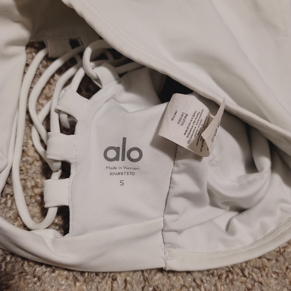 Alo yoga movement sports bra crop top seaglass marine mint lace up small - Picture 7 of 8